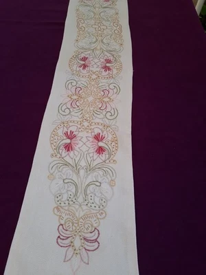 bande de soie brodée main protection de touches de piano ancienne 1900 - Photo 1/4