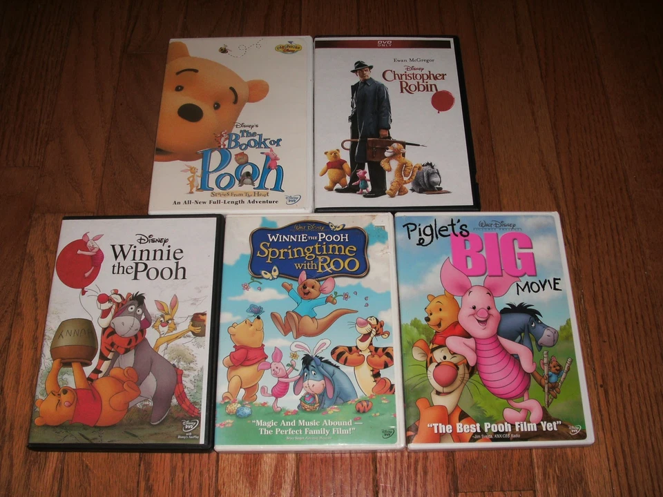 Winnie the Pooh set of 5 DVDs. Piglet Movie, Book of Pooh, Christopher Robin + 2 - Image 1 of 1