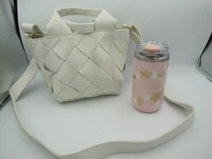 Starbucks 2022 China Pink Sakura Cherry Blossom 12 oz Tumbler White Weaved Bag - Picture 1 of 13