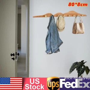 Perchero montado en la pared 8 ganchos de latón de alta resistencia ganchos de pared de madera rústicos 31,5 pulgadas - Imagen 1 de 17