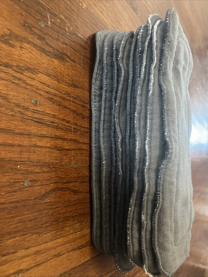 Charcoal Bamboo Cloth Diaper Inserts Set of 9 Reusable Washable - Image 1 of 1