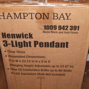 Hampton Bay 3-Light Lantern Pendant Light Matte Black 9" W - Unopened - Picture 1 of 4