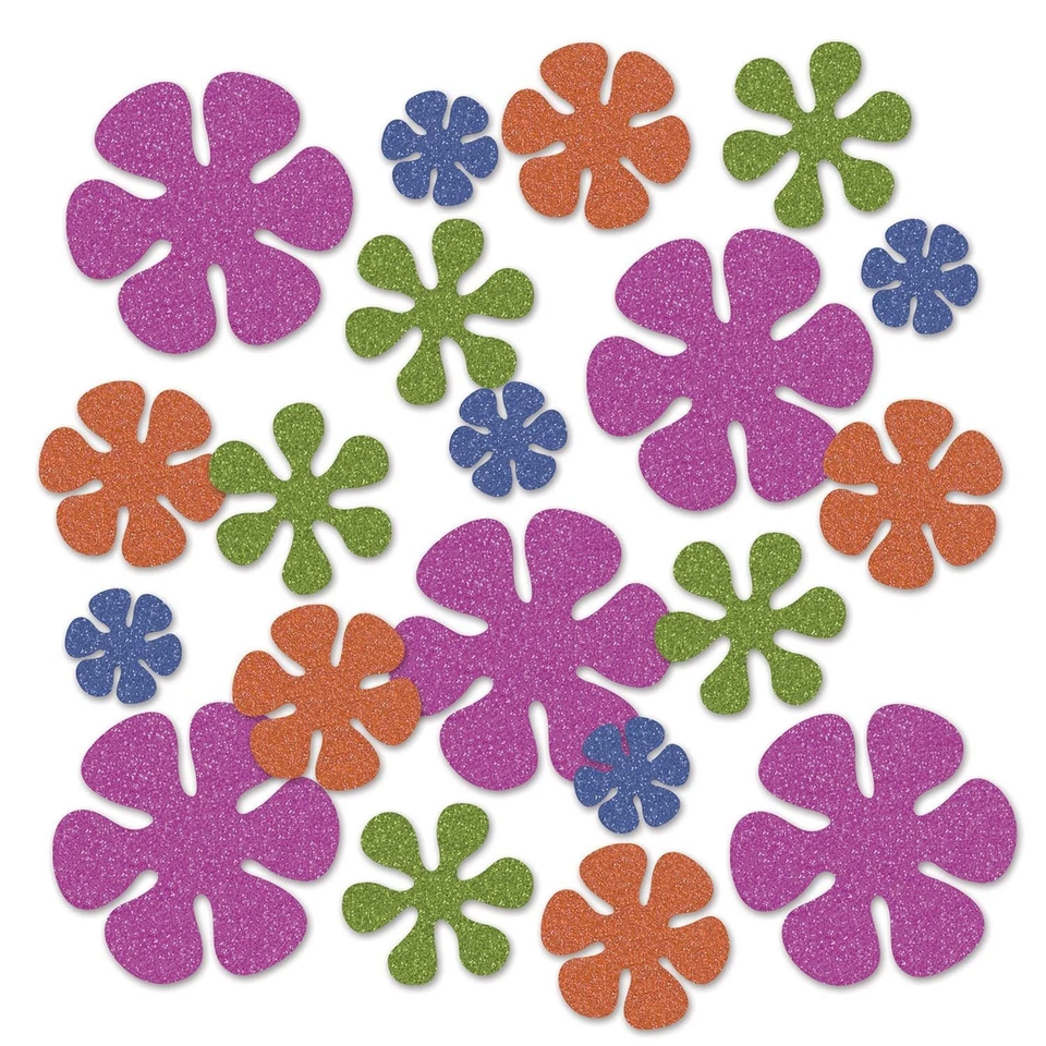 Beistle Retro Flower Deluxe Sparkle Confetti - 60's | Party Supply - Image 1 of 1