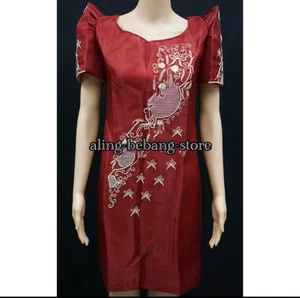 Filipiniana Imelda Dress High Quality Lady Barong (Dark Red) BUY 3 GET 1 FREE - Picture 1 of 4