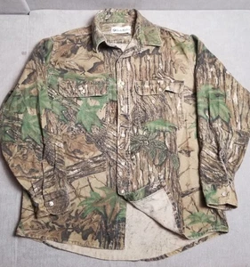 Vtg Gander Mountain Realtree Camo Camouflage Chamois Button Up Shirt 90s Size L - Picture 1 of 11