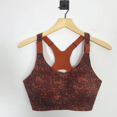 Brooks Dare Racerback Sports Bra Women's 36D Red Abstract Pattern High Support - Image 1 of 4