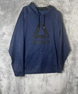 REEBOK Mens Graphic Hoodie  Blue / Black Size Large Pullover Hoodie - Picture 1 of 9