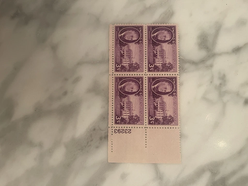 US Scott # 932, Franklin D. Roosevelt, Plate Block of 1945 3¢ Stamps, MNH - Image 1 of 1