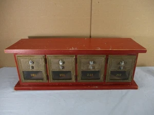 4 Vintage Brass Postal Post Office Combination Lock Box in Wood Mounted Boxes - Picture 1 of 13