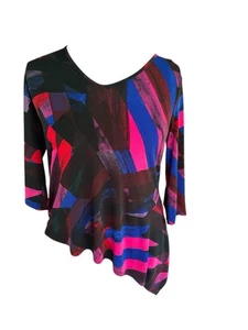 Top tunica Ciara Sun Woo media astratta made in USA elasticizzato maglia liquida - Foto 1 di 4