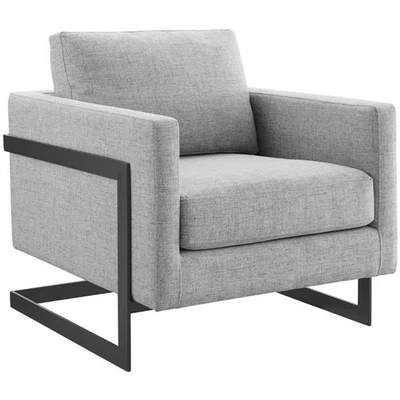 Silla Modway Posse tapizada de tela en negro y gris claro Foto 1 de 4