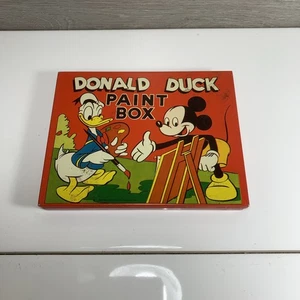 Donald Duck Malkasten 5 3/4" x 4 1/2" 1950 Walt Disney Dose Vintage siehe Bilder - Bild 1 von 9