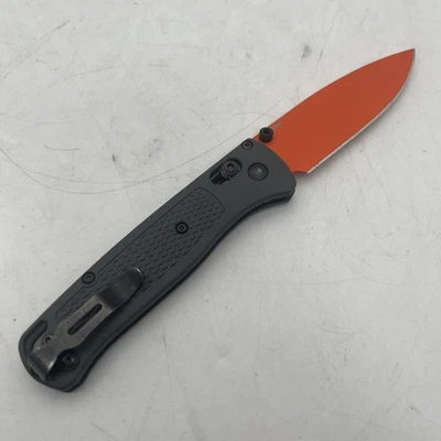 Benchmade SV30 Orange Blade Rubber Grip Grey Folding Pocket Knife - Image 1 of 3