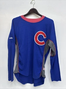Retro Stitches Chicago Cubs Long Sleeve Sweater Gray And Blue Medium - Picture 1 of 6