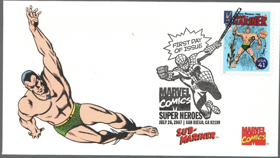 SUB-MARINER MARVEL COMICS 2007 Fleetwood cómic portada cachét fdc en muy buen estado unaddr Foto 1 de 1