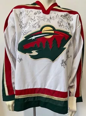 2000-01 Minnesota Wild Inaugural Team Signed Autographed x23 Hockey Jersey JSA - Image 1 of 4