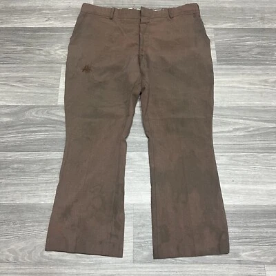 Vestido Vintage Años 60 70 Marrón Pantalones Campana Parte Inferior Para Hombre 39x28 Acampanado EE. UU. Reparación Desteñido Foto 1 de 4