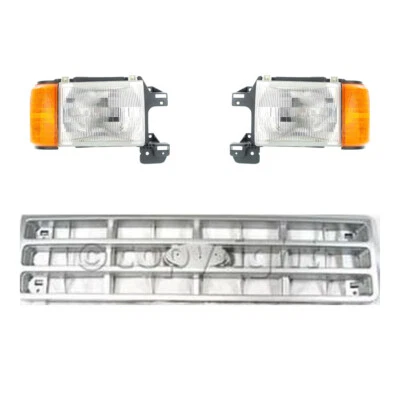 Conjunto de rejilla + juego de faros halógenos para 89-91 Ford Bronco F-250 F-350 F-150 Foto 1 de 4