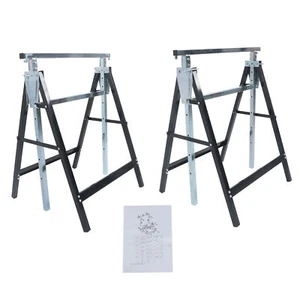 Soporte de trabajo de caballo de sierra de metal plegable de altura ajustable de 2 piezas 440 libras - Imagen 1 de 20