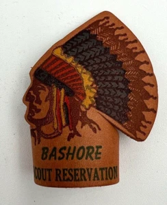Vintage BSA Leather Neckerchief Slide Bolo BASHORE SCOUT RESERVATION  Boy Scout - Picture 1 of 2