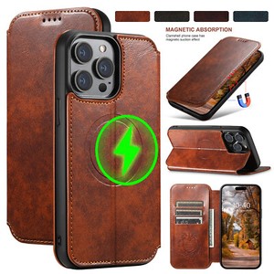 Mag Safe Case For iPhone 15 Pro Max 14 13 12 Magnetic Leather Wallet Card Cover