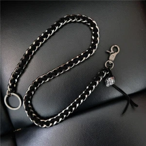 Geldbörse Kette geflochten Leder & Metall Rocker Biker Jeans Schlüsselanhänger Schlüssel - Bild 1 von 8