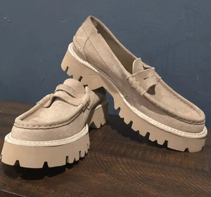 650 $ Pedro Garcia Sebas Lug Penny Loafer klobige Stollen beige Wildleder 41 - Bild 1 von 7