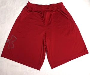 UNDER ARMOUR MEN'S ATHLETIC SHORTS SIZE LARGE CRIMSON RED HEATGEAR LOOSE FIT - Picture 1 of 9