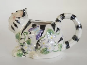 Cat creamer or planter butterfly lusterware cat-shaped tableware EUC - Bild 1 von 8