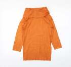 Mosaic Womens Orange Viscose Basic T-Shirt Size S Cowl Neck