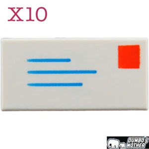 LEGO White Envelope 1x2 Tiles Stamped Sealed Mail Envelope NEW X10 - Picture 1 of 1