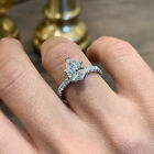 2 Carat Pave Diamond Engagement Ring in 14K White Gold Pear Cut Lab Grown E/VS2