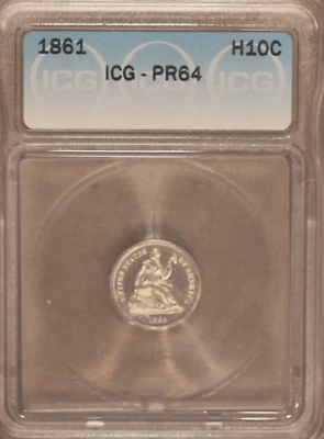 1861 Seated Liberty Half Dime - ICG PR64 - #4411D - Image 1 of 4