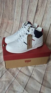 Levis KICK Hightop Trainers Junior Boys Size 3.5 (36) White/Navy/Red - Picture 1 of 8