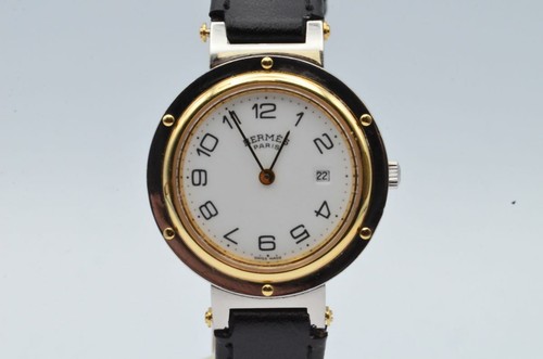 HERMÈS HERMES PARIS OROLOGIO DA DONNA QUARZO 27MM ACCIAIO ORO CLIPPER 3 BRACCIALE VINTAGE CL5.210