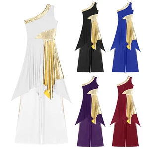 Women Outfit Folk Irregular Hem Dress And Wide-Leg Pant Liturgical Dancewear - Picture 1 of 43