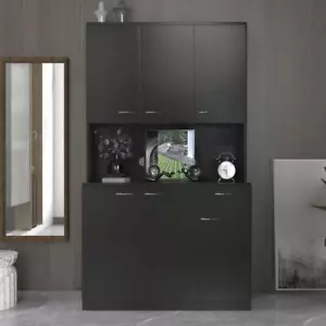 Bedroom Wardrobe Storage Shelf 70.87" Tall Wardrobe Kitchen Cabinet Black - Picture 1 of 12