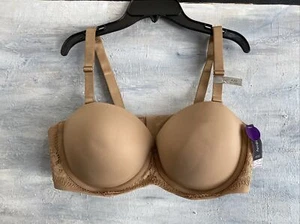 AMBRIELLE Full Figure Strapless U/W Bra w/ Lace, 40DD 42D - Pecan Praline - Picture 1 of 11