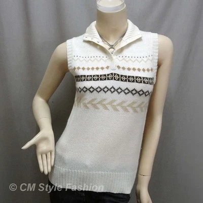 Blusa Top Acrílico Cuello Alto Estampado Crema XS Foto 1 de 4