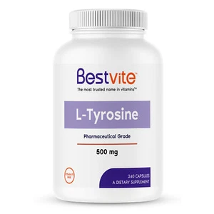 Bestvite L-Tyrosine 500mg (240 Capsules) - No Stearates - Non GMO - Gluten Free - Picture 1 of 7