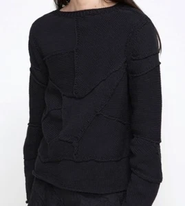NEU Ann Demeulemeester Damen schwarz Gomena Stück handgestrickter Crew-Pullover - Bild 1 von 7