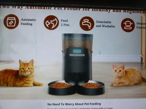Automatic Cat Feeder for 2 Cats/Dogs, 6 Meal Portion Control, Timer Feeder, + - Picture 1 of 4