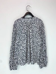 River Island Long Sleeve White Black Animal Print Top Size 18 - Picture 1 of 8