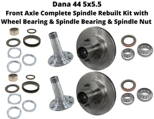 DANA 44 5x5.5 FRONT COMPLETE HUB/ROTOR, SPINDLE, WHEEL + SPINDLE BEARING KIT - Picture 1 of 1