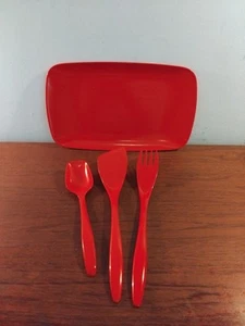 Vintage Rosti Mepal Melamine, Tray and Utensils Denmark Orange/Red - Picture 1 of 15