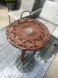 Vintage 1970 Handmade Carved Wooden Side Table/Coffee Table. Excellent Condition - Picture 1 of 4