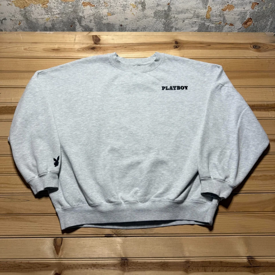 Playboy PacSun Embroidered Logo Fleece Crewneck Pullover Sweatshirt Size Medium - Image 1 of 4