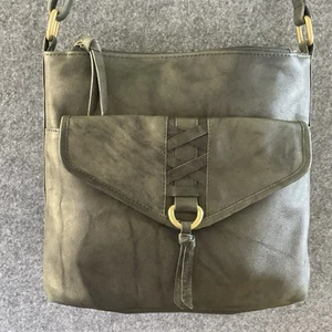 Great American Leather Works Marbled Green 100% Leather Shoulder Crossbody Purse - Picture 1 of 14