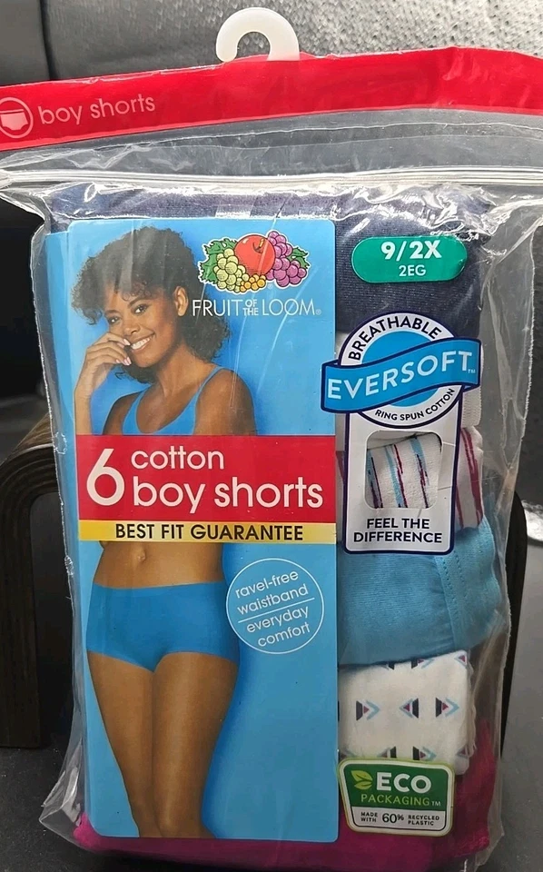 FRUIT OF THE LOOM MUJER ALGODÓN NIÑO ROPA INTERIOR CORTA 6 PK 9/2X EVERSOFT Foto 1 de 4