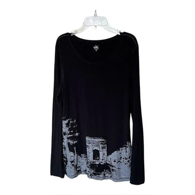 Camiseta Top Alo Negra y Gris Arco de Triunfo Gráfico Manga Larga Talla XL Foto 1 de 4